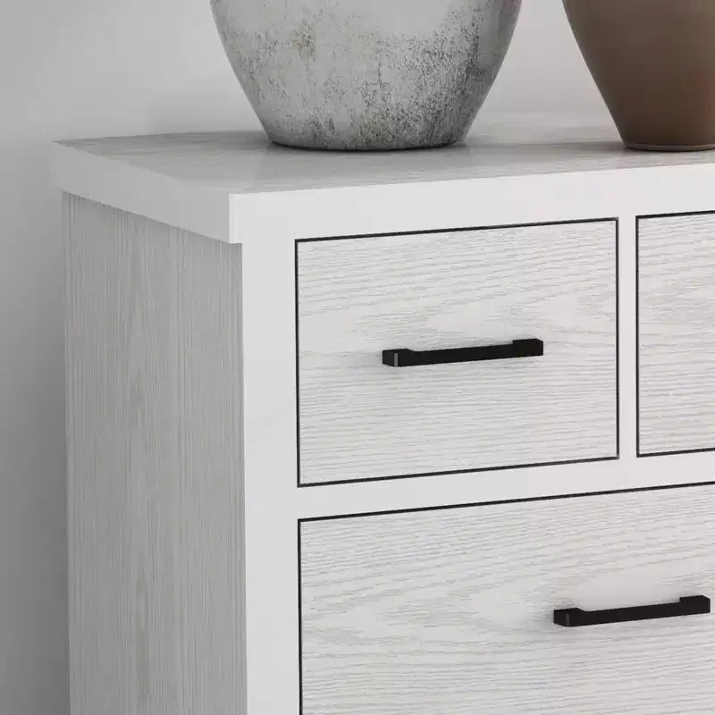 Comò da camera da letto con 7 cassetti, cassettiera portaoggetti con maniglia in metallo, organizer comò in legno per soggiorno, ingresso, bianco