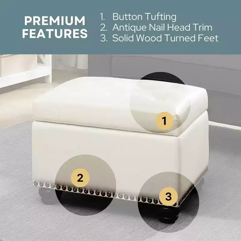 Pouf Contenitore con Coperchio – Seduta Imbottita, Interno Spazioso per Salotto