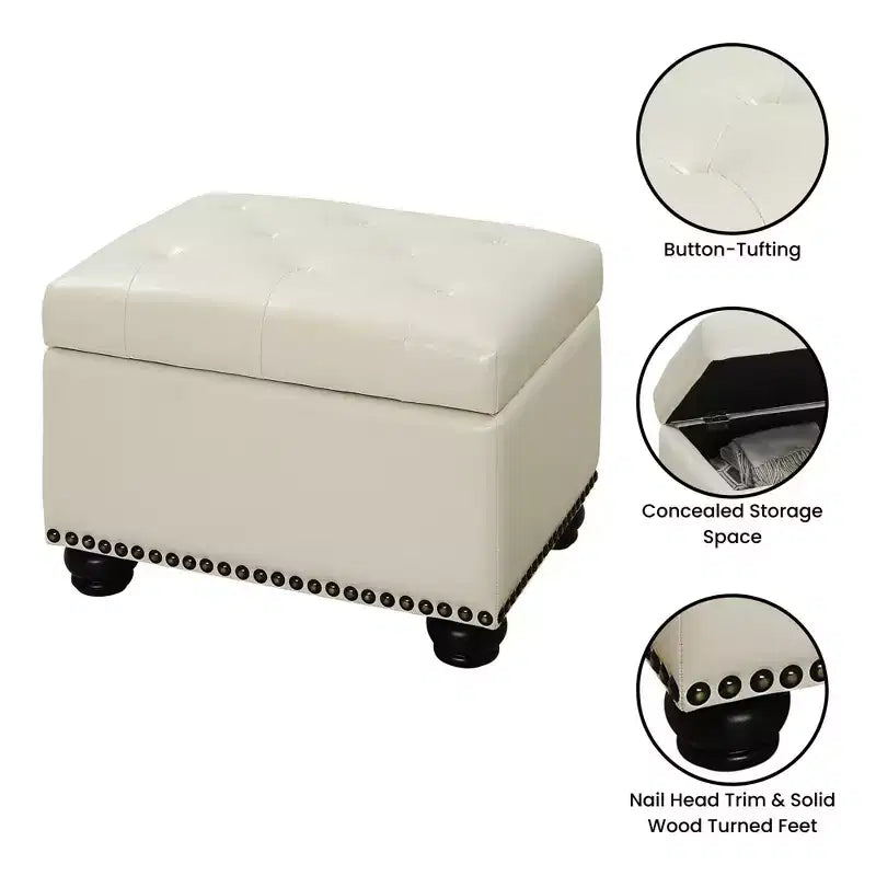 Pouf Contenitore con Coperchio – Seduta Imbottita, Interno Spazioso per Salotto