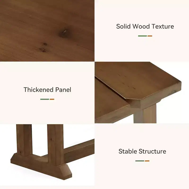 Panca da pranzo rustica in legno massello da 59" per sala da pranzo, corridoio e ingresso
