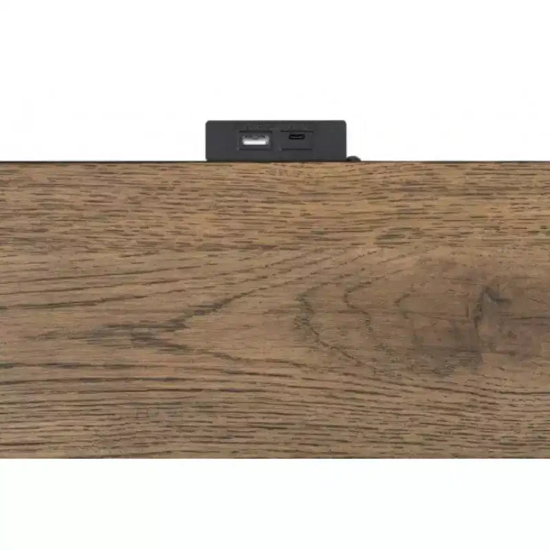 Comodino con 2 porte USB e 3 cassetti, finitura rovere rustico marrone