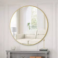 TUYOHW Round Bathroom Mirror,Modern Metal Frame Vanity Mirror,Wall Mirror with Anti-Fog Coating for Bathroom and Living Room Decor,Gold