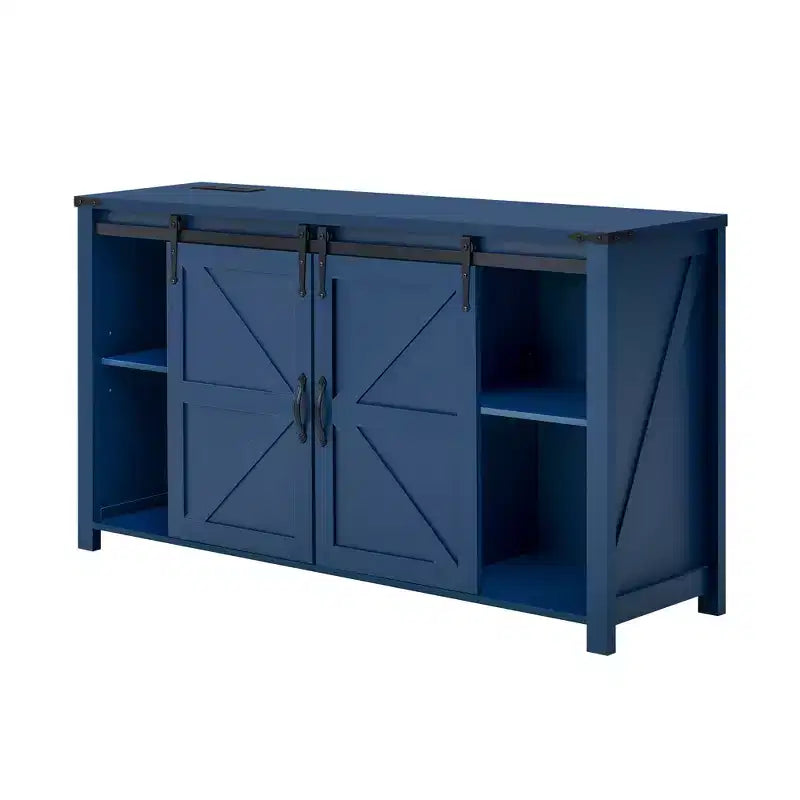 Buffet credenza da fattoria a 4 cassetti con porta scorrevole "stile fienile" e maniglie in metallo