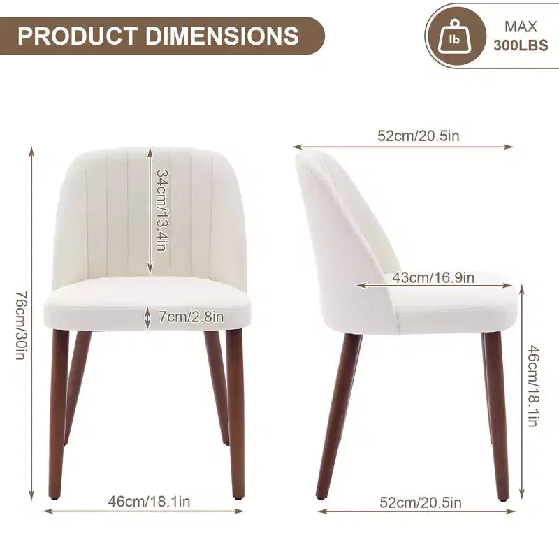 Set di 2 sedie da pranzo imbottite con schienale, sedia laterale in tessuto con gambe in legno per sala da pranzo, cucina, ristorante