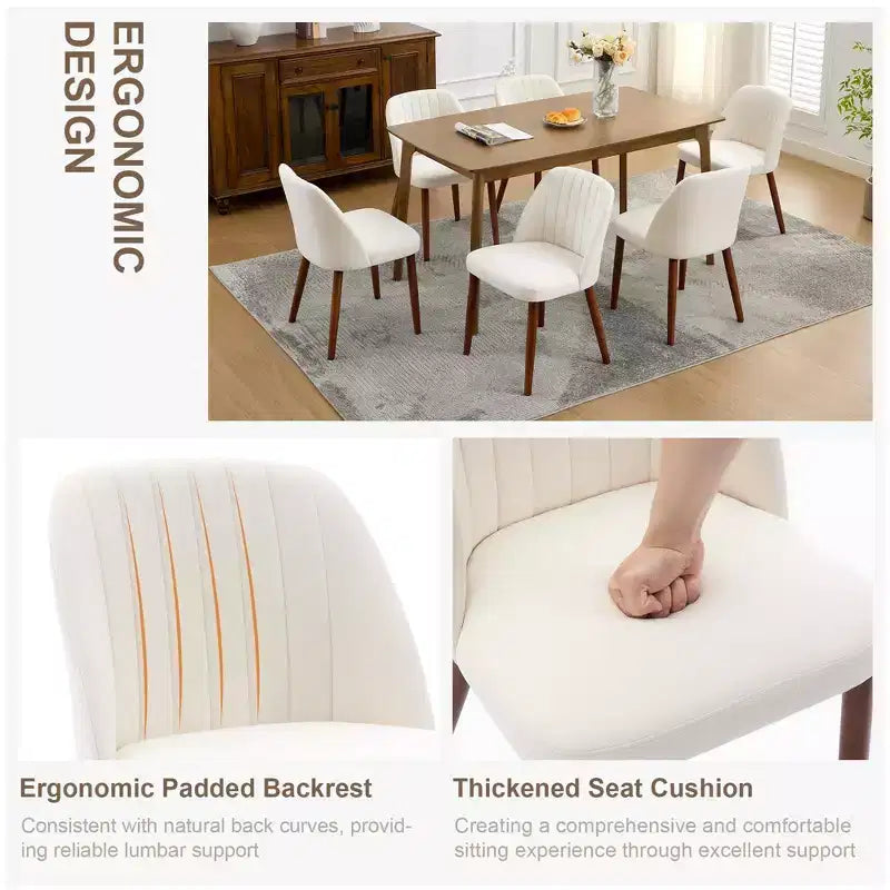 Set di 2 sedie da pranzo imbottite con schienale, sedia laterale in tessuto con gambe in legno per sala da pranzo, cucina, ristorante