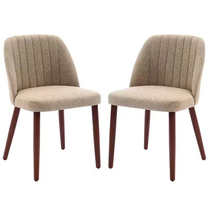 Set di 2 sedie da pranzo imbottite con schienale, sedia laterale in tessuto con gambe in legno per sala da pranzo, cucina, ristorante