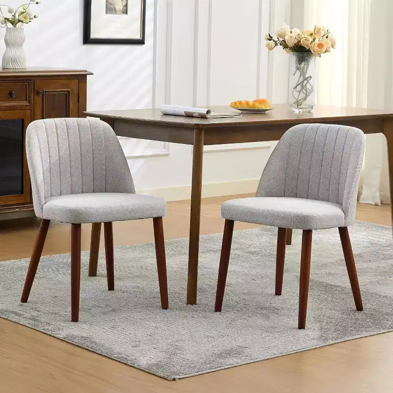 Set di 2 sedie da pranzo imbottite con schienale, sedia laterale in tessuto con gambe in legno per sala da pranzo, cucina, ristorante