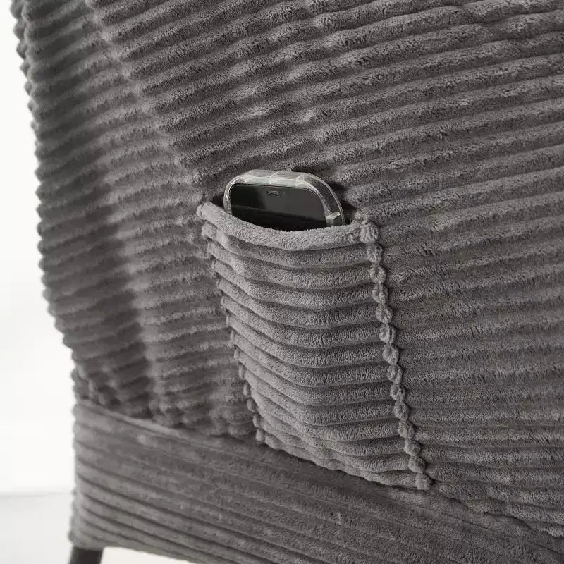 Poltrona accent lounge moderna con pouf, braccioli e tasca laterale