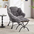 Poltrona accent lounge moderna con pouf, braccioli e tasca laterale