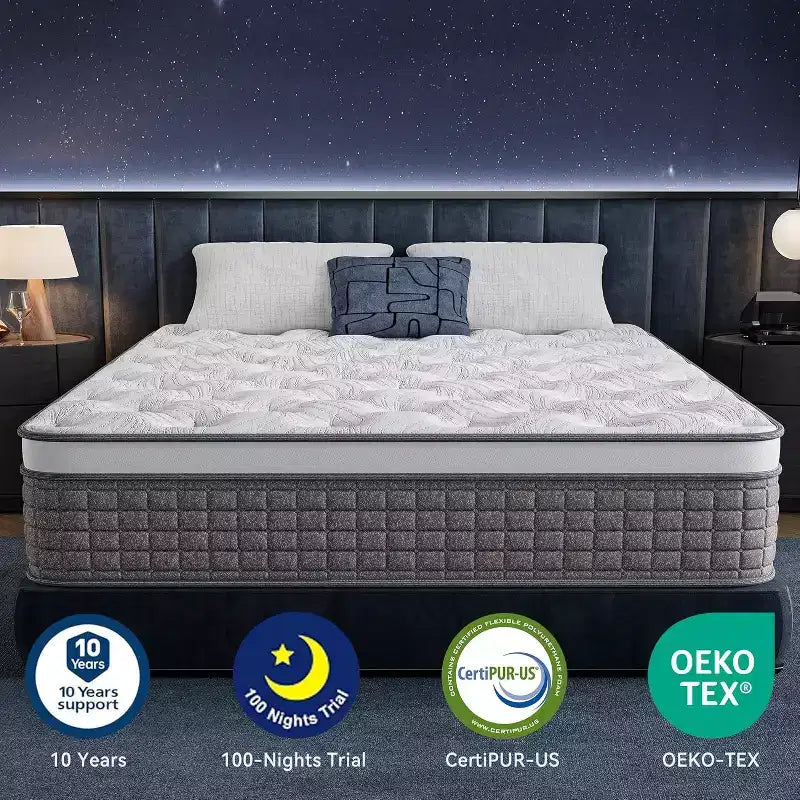 Materasso Ibrido Rigido Medio in Scatola da 12" con Memory Foam e Molle