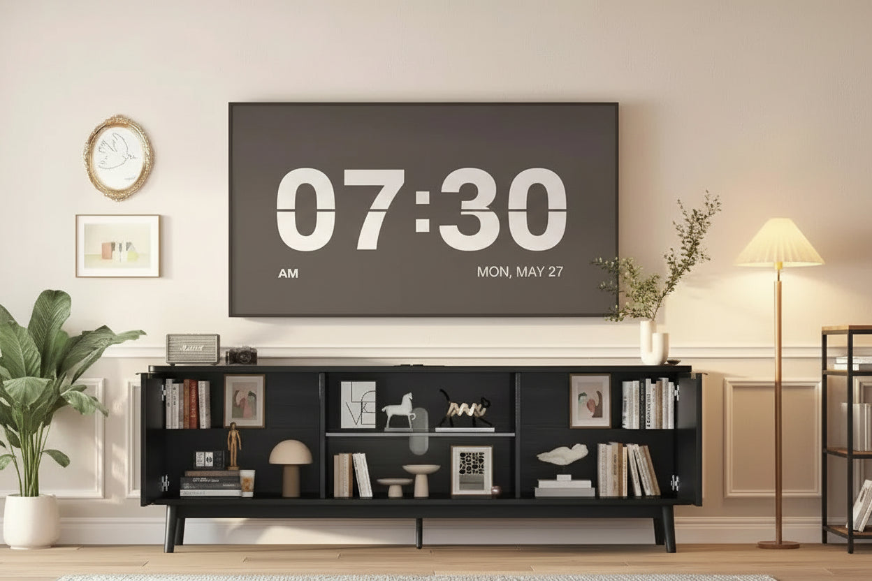 63'' TV Stand, Entertainment Center with Adjustable Shelf, TV Console Modern Media Console for Living Room, Office
