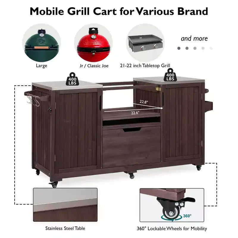 Carrello Barbecue da Esterno con Isola Cucina