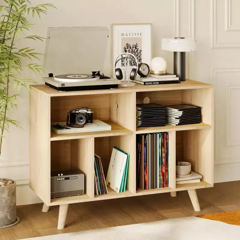 Mobile grande per giradischi, portadischi in vinile in legno, mobile compatto per giradischi, organizer a cubo per riporre fino a 350 album, per soggiorno e camera da letto