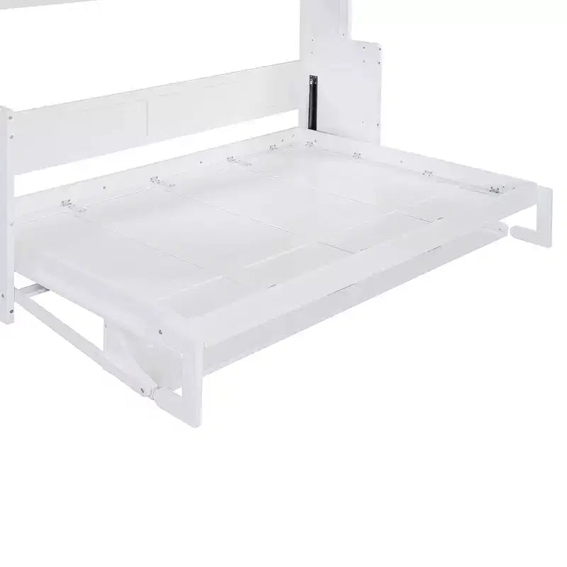 Letto a Scomparsa Moderno a Grandezza Naturale con Sistema di Sollevamento Idraulico e Scrivania Integrata