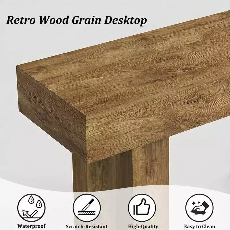 Consolle rettangolare in legno stile rustico da 160 cm con contenitore