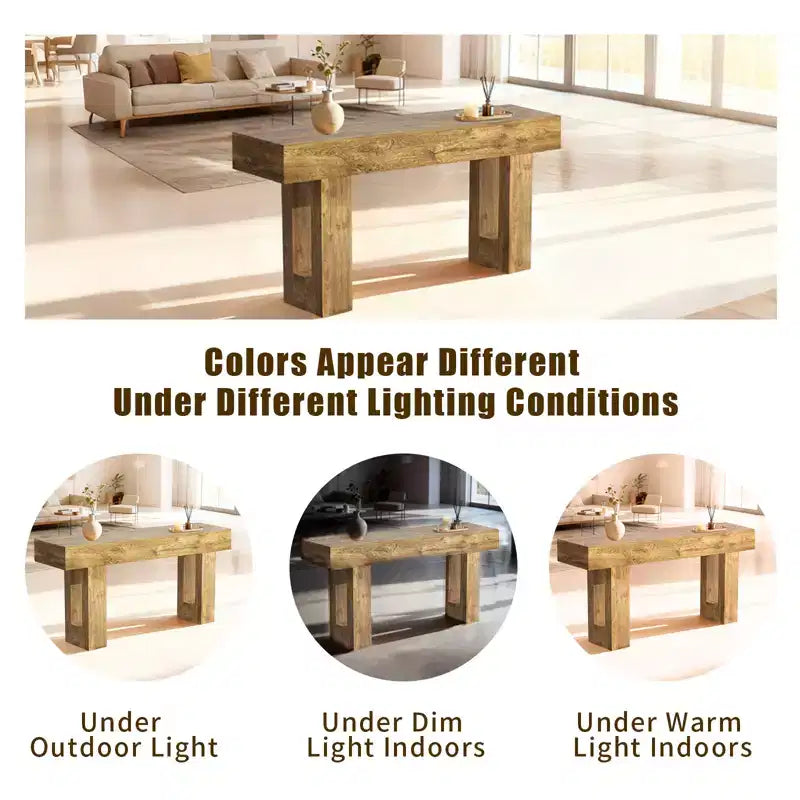 Consolle rettangolare in legno stile rustico da 160 cm con contenitore