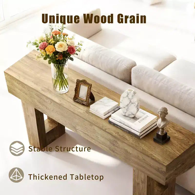 Consolle rettangolare in legno stile rustico da 160 cm con contenitore