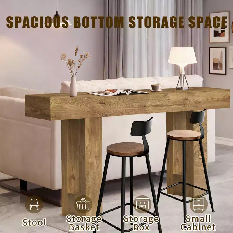 Consolle rettangolare in legno stile rustico da 160 cm con contenitore