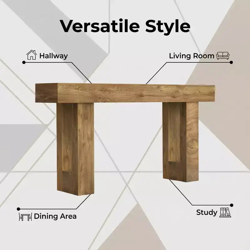 Consolle rettangolare in legno stile rustico da 160 cm con contenitore