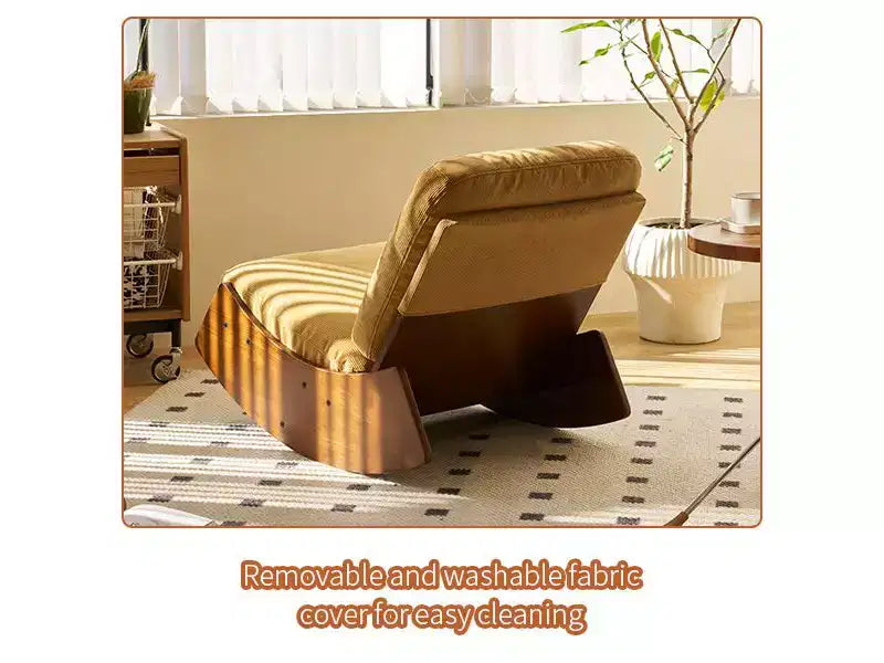 Poltrona a dondolo con accento Glider con struttura in legno e rivestimento in velluto a coste