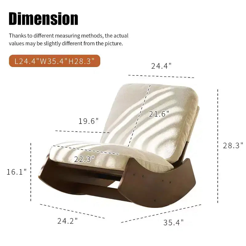 Poltrona a dondolo con accento Glider con struttura in legno e rivestimento in velluto a coste
