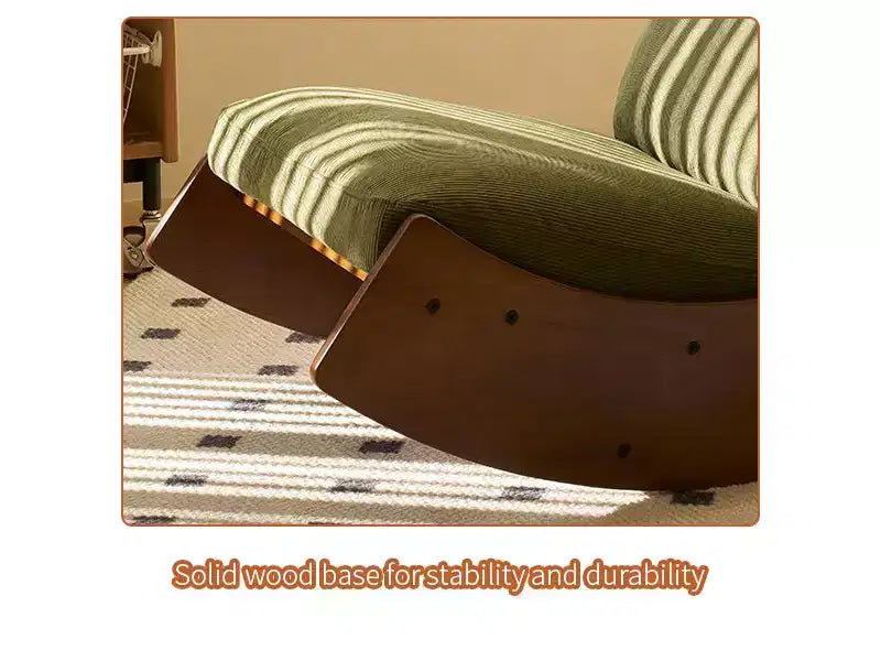 Poltrona a dondolo con accento Glider con struttura in legno e rivestimento in velluto a coste