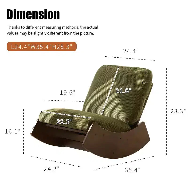 Poltrona a dondolo con accento Glider con struttura in legno e rivestimento in velluto a coste