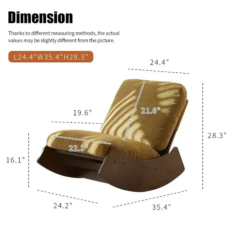 Poltrona a dondolo con accento Glider con struttura in legno e rivestimento in velluto a coste