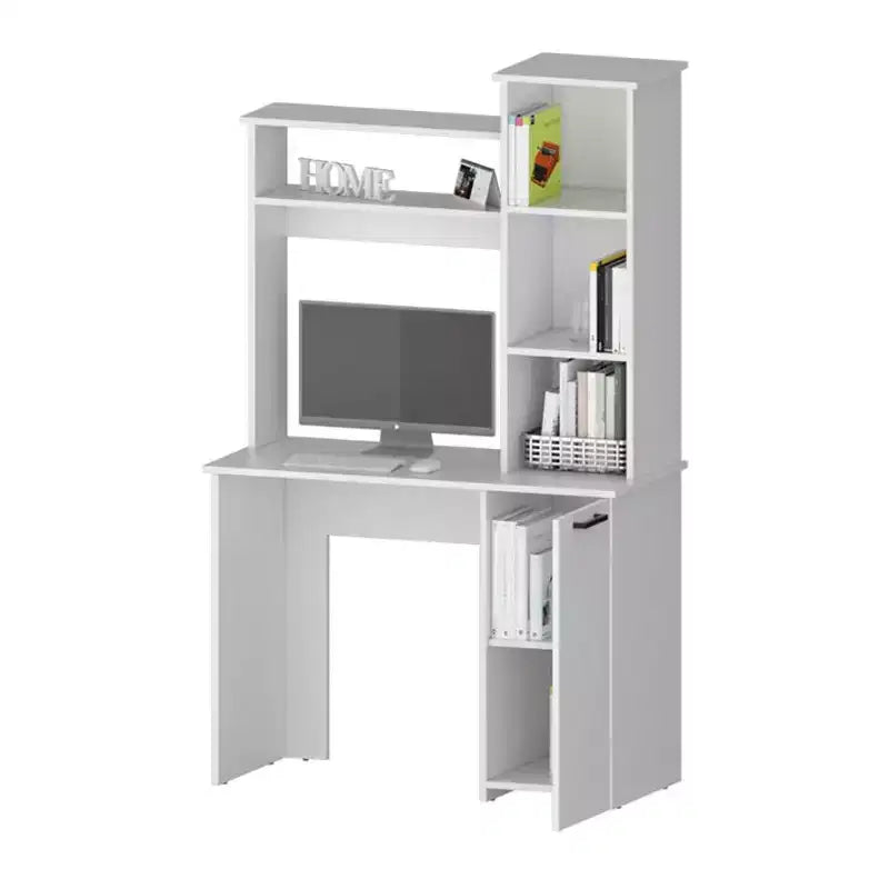 Scrivania da ufficio 98,3 cm con ripiani a 3 livelli, libreria a ponte e ampio mobiletto inferiore