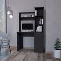 Scrivania da ufficio 98,3 cm con ripiani a 3 livelli, libreria a ponte e ampio mobiletto inferiore
