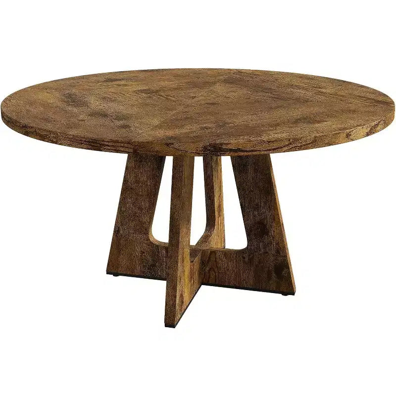 Tavolo da pranzo rotondo rustico da fattoria da 47" per 4-6 persone, finitura in legno retrò