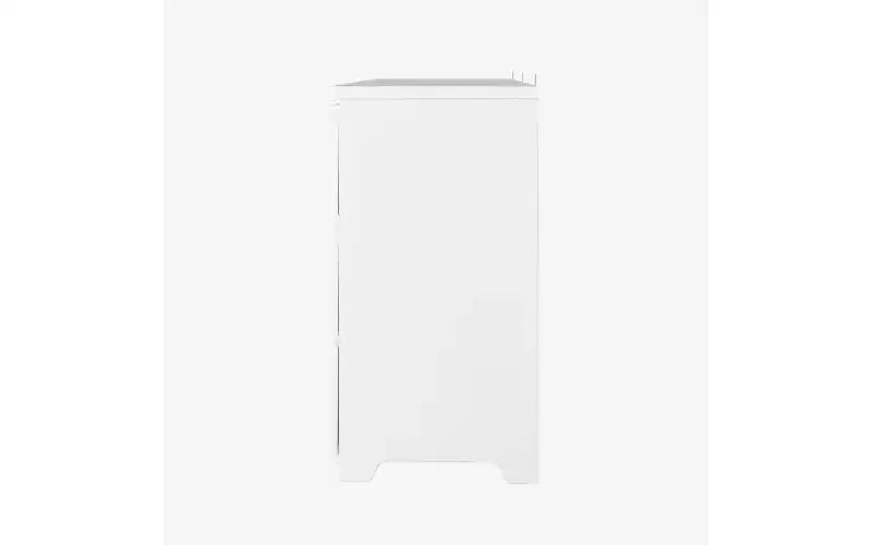 Comò a 9 cassetti senza maniglie, design moderno in legno bianco opaco per camera da letto