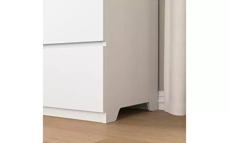 Comò a 9 cassetti senza maniglie, design moderno in legno bianco opaco per camera da letto