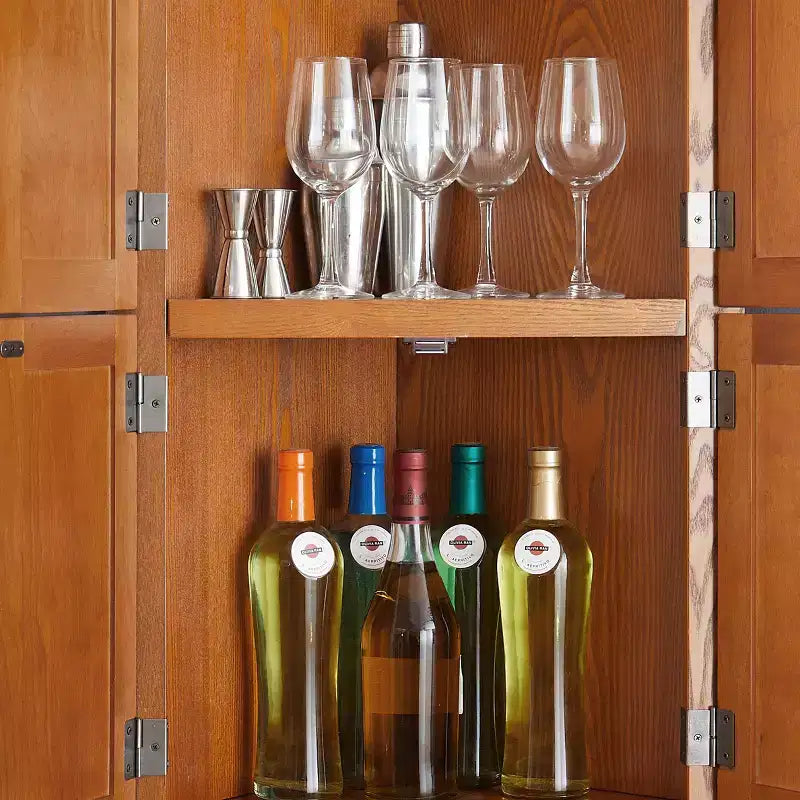 Mobile dispensa angolare a 4 ripiani con 8 ante e ripiani regolabili per cucina o bagno