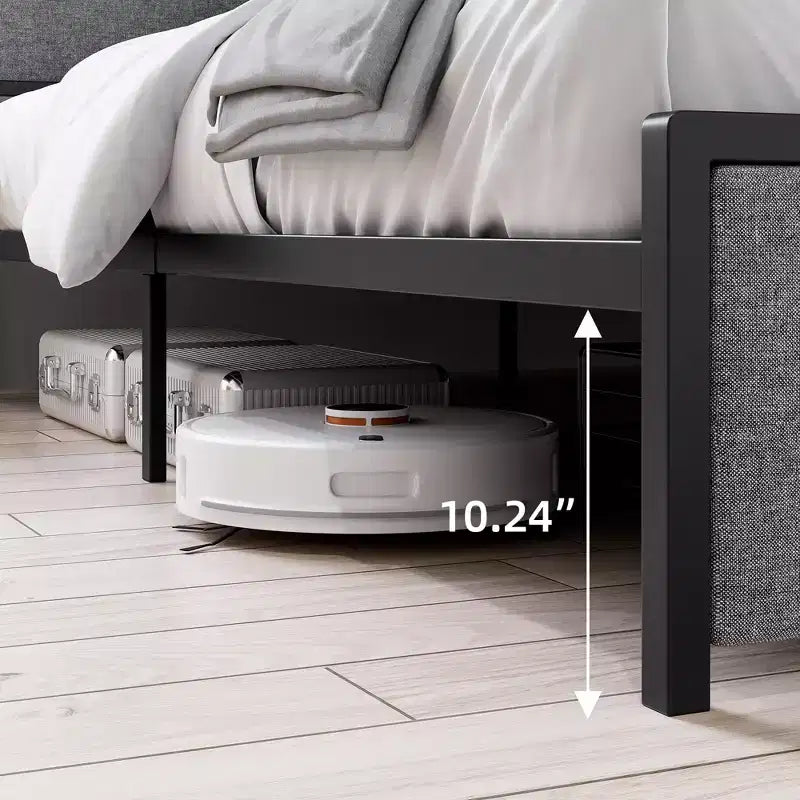 Telaio letto King Size con 2 cassetti portaoggetti, telai letto moderni con testiera a scaffale imbottita, senza rumore, non necessita di rete a molle, grigio